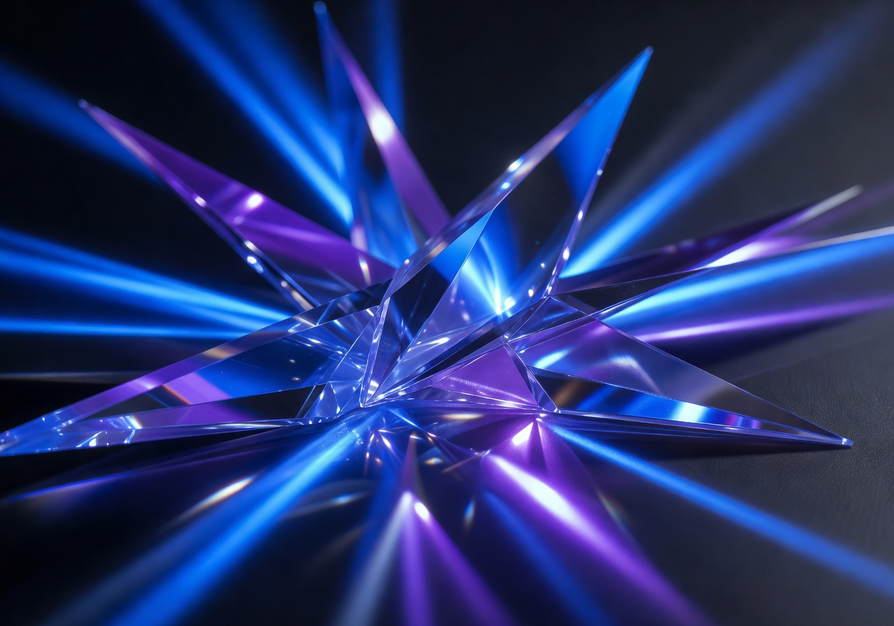 Abstract crystal light prismatic effect with blue and purple colors representing premium gaming technology