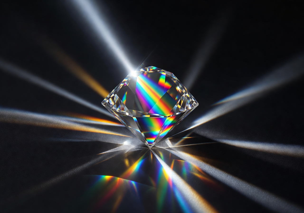 Abstract diamond crystal refracting colorful light representing premium gaming experience